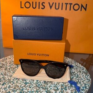 Louis Vuitton My Monogram Black Cat Eye Sunglasses with Gold Accents
